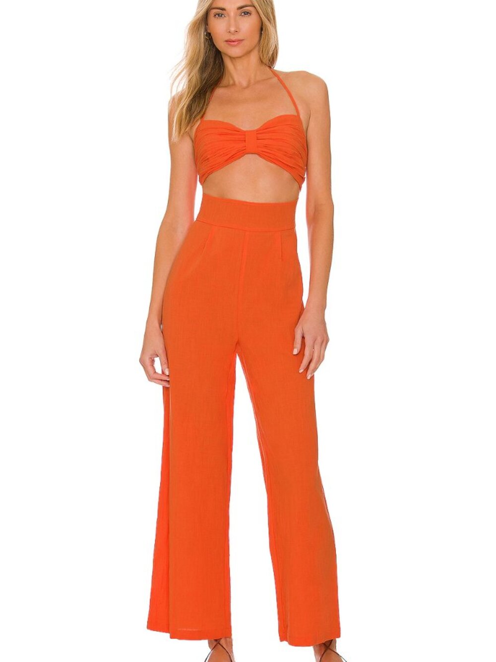 SNDYS x REVOLVE Boat Cotton Jumpsuit in Tangerine Orange Women's Size M